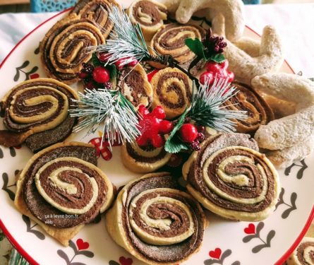 sablés bicolores vanille chocolat, escargots florence edelman