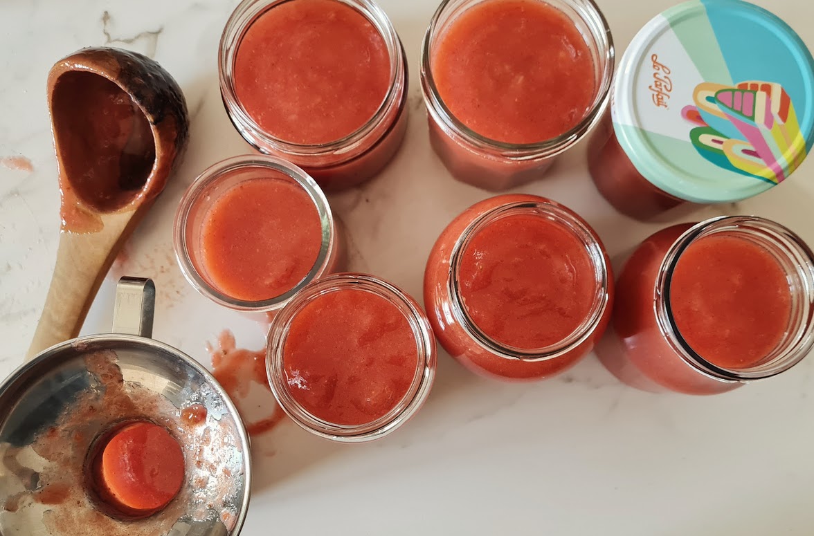 Compote pommes fraises, stérilisation Ça a Leyre bon